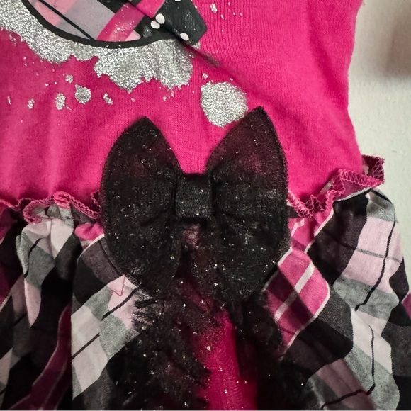 NWT George Baby Girls 24M Pink Black Plaid LOVE Hearts Ruffle Tutu Dress Outfit - Picture 6 of 11